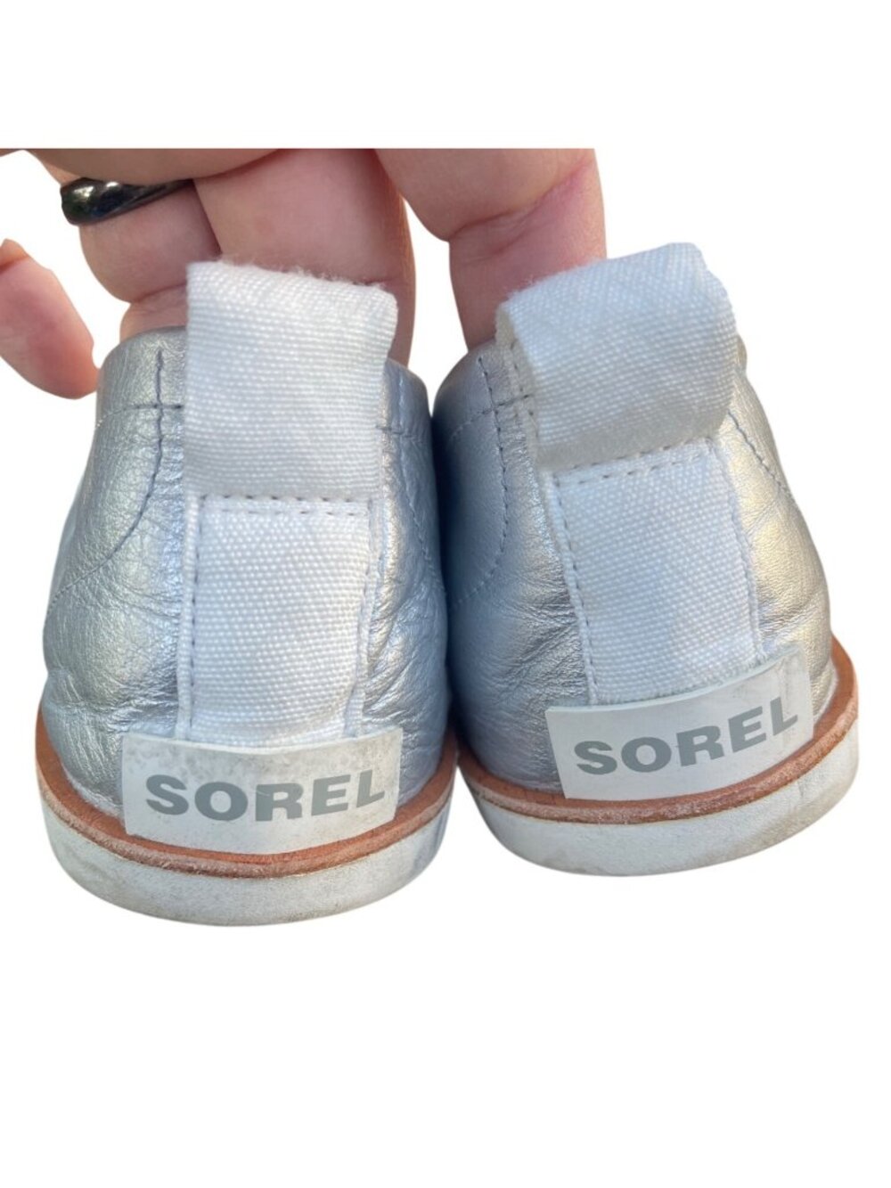 Sorel Ella Slip-On Womens Shoes Pure Silver Size 9.5 Comfortable Casual Leather - Picture 4 of 12